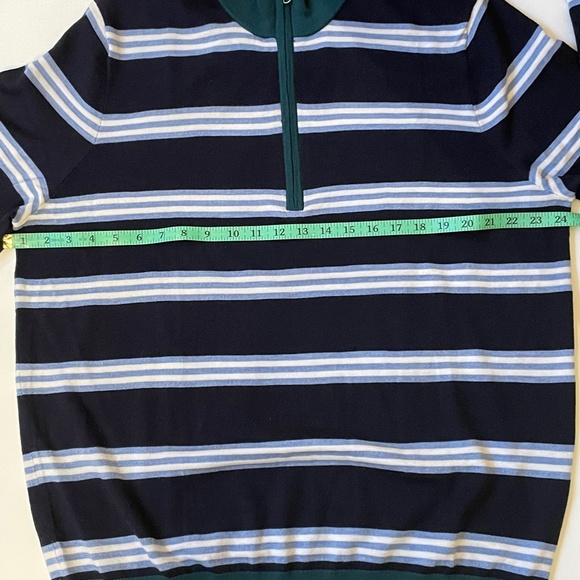BROOKS BROTHERS 100% Merino Wool Half-zip Navy Stripes Sweater XL Classic Club - Picture 10 of 14